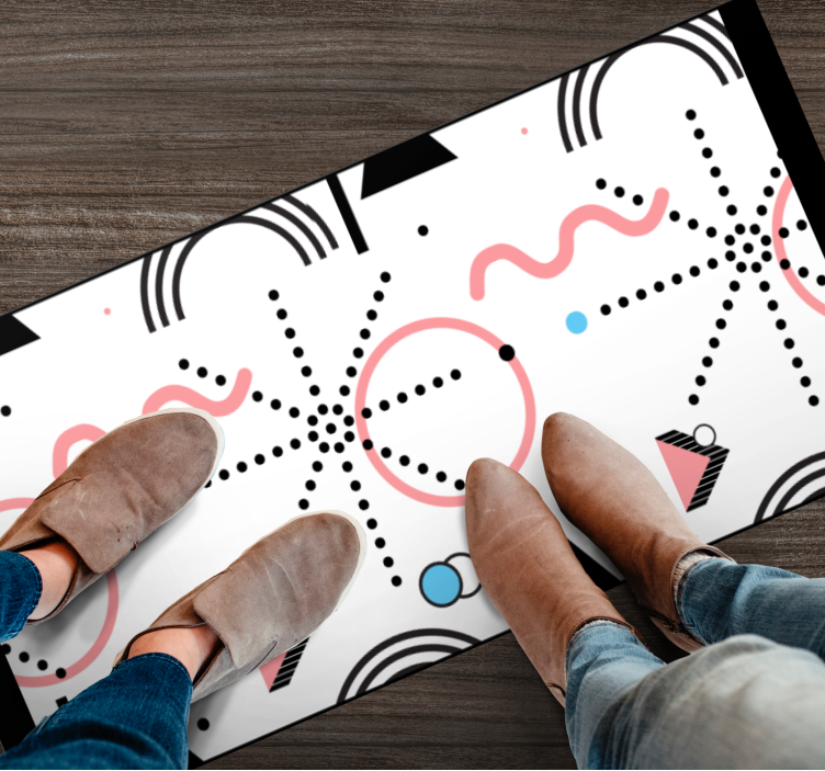 모던 효과 비닐 카펫 화이트 기하학 패턴 - TenStickers