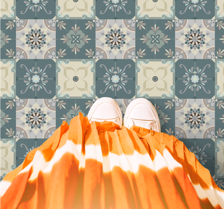 모자이크 효과 비닐 카펫 모자이크 꽃무늬 - TenStickers