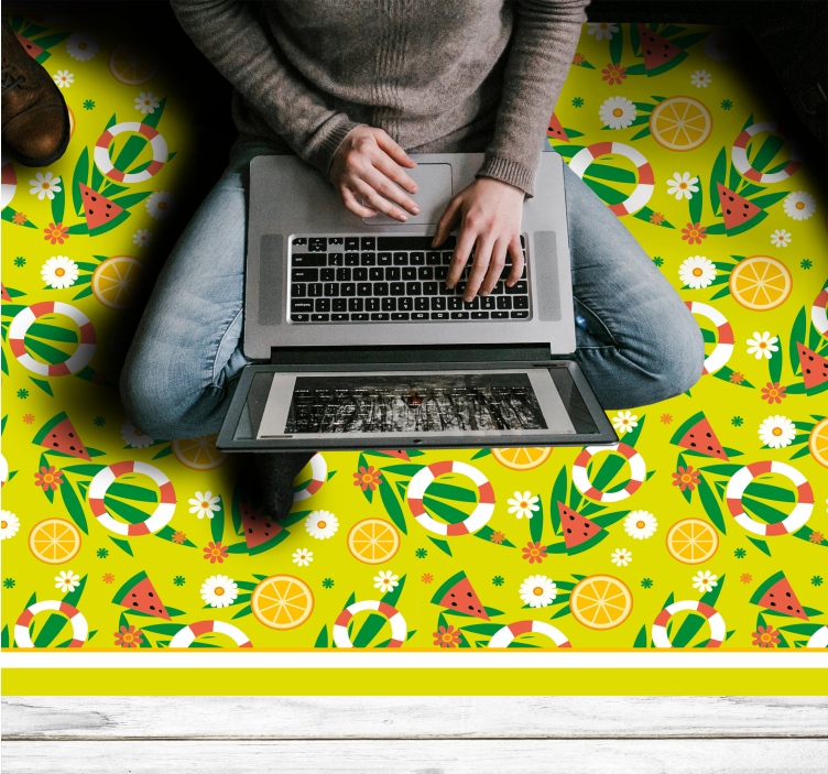 모자이크 효과 비닐 카펫 밝은 감귤 패턴 - TenStickers