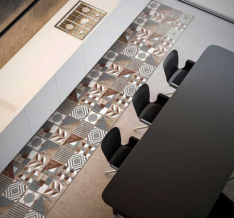 모자이크 효과 비닐 카펫 갈색 세멘타인 - TenStickers