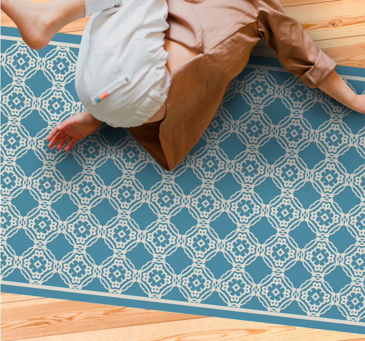 모자이크 효과 비닐 카펫 우아한 블루 구성 - TenStickers