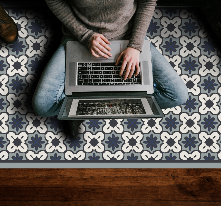 모자이크 효과 비닐 카펫 회색 클래식 배열 - TenStickers