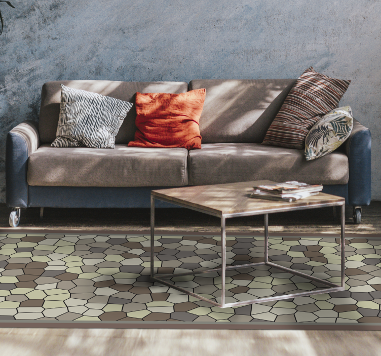 모자이크 효과 비닐 카펫 육각형 돌 무늬 - TenStickers