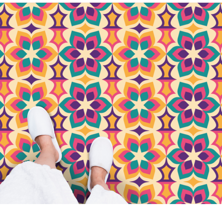 모자이크 효과 비닐 카펫 생동감 넘치는 꽃 arrangement - TenStickers