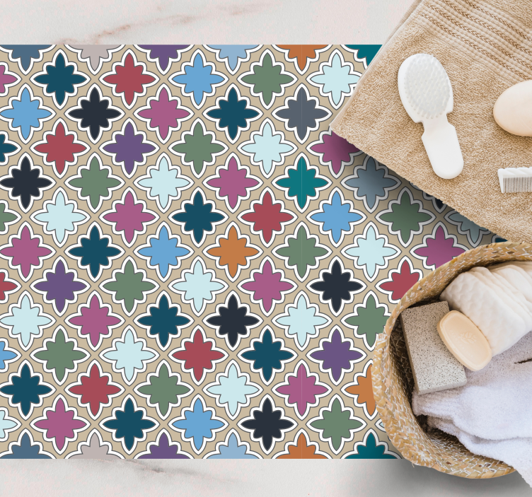 모자이크 효과 비닐 카펫 생동감 있는 꽃 조화 - TenStickers