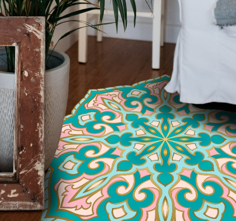 모자이크 효과 비닐 카펫 만다라에서 영감을 받은 메달 - TenStickers