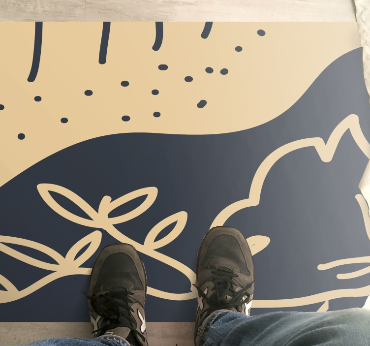 비닐 카펫 자연 베이지 잎사귀 모티프 - TenStickers