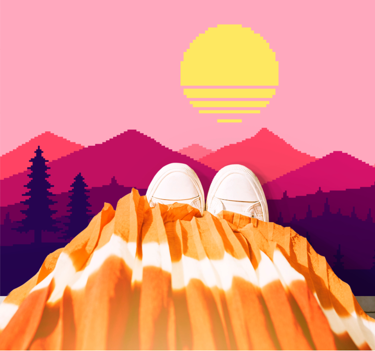 비닐 카펫 자연 석양 산 전망 - TenStickers