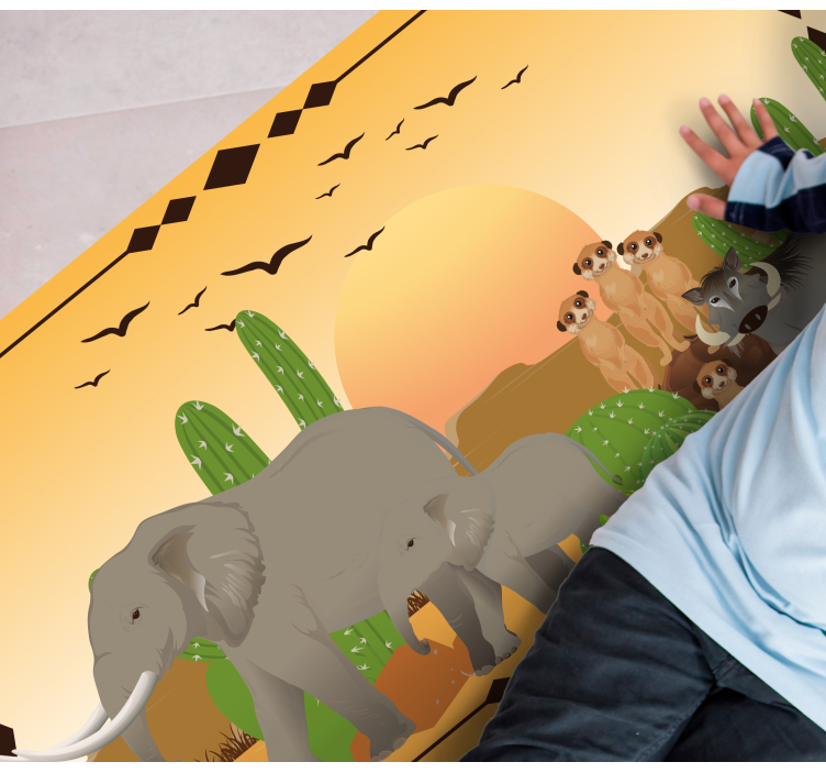 비닐 카펫 자연 황혼의 코끼리 탐험 - TenStickers