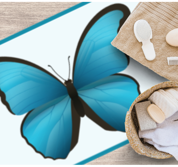 네온 블루 나비 디자인 욕실 바닥 - TenStickers