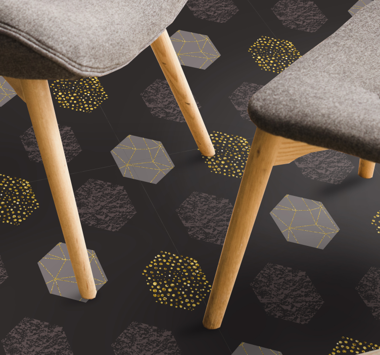 북유럽 황금 육각형 기하학적 깔개 - TenStickers