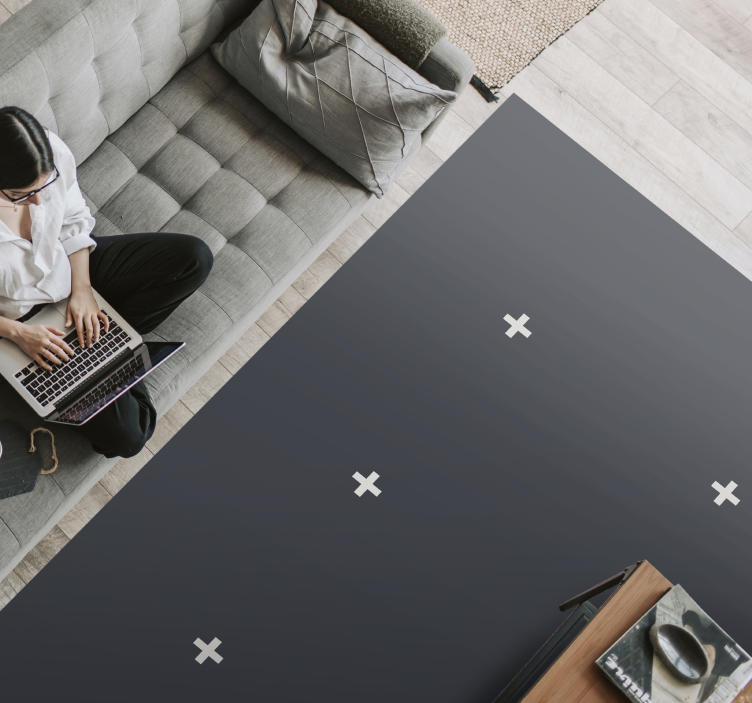 북유럽 스타일 블랙 플러스 기호 비닐 러그 - TenStickers