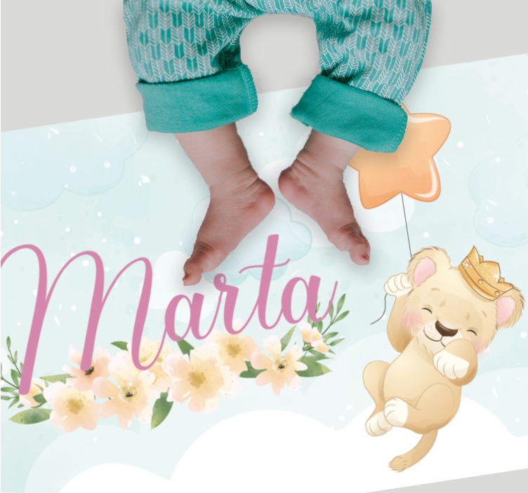 비닐 카펫 보육 공기 풍선과 이름이 있는 사자 - TenStickers