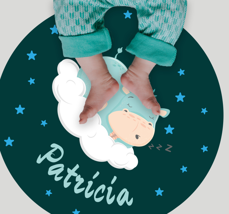 비닐 카펫 보육 이름이 있는 잠자는 하마 - TenStickers