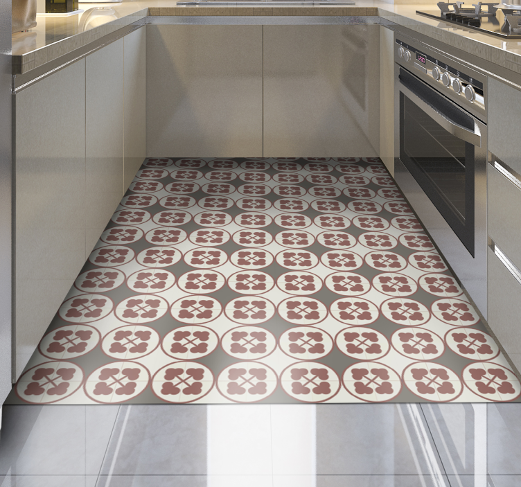 파스텔 오렌지와 베이지 타일 카펫 - TenStickers