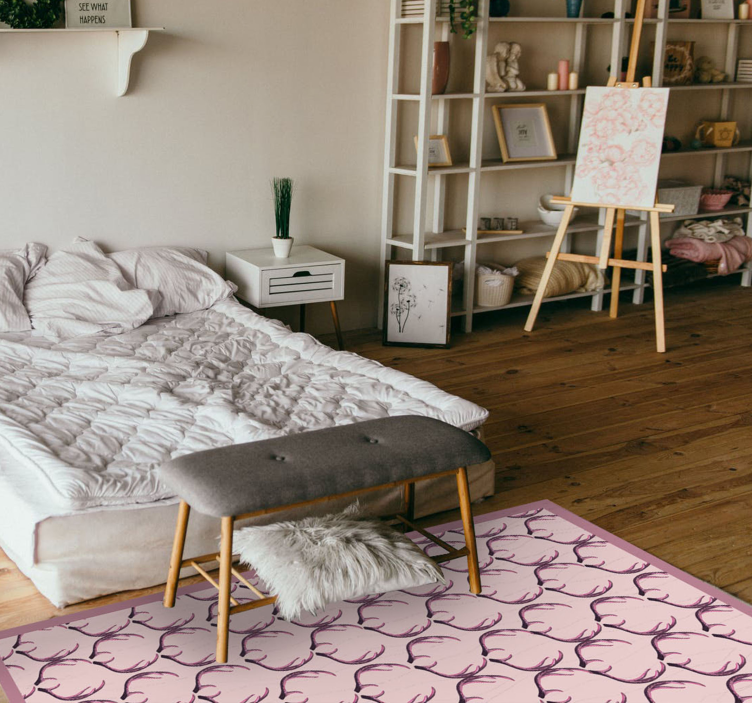 핑크 사슴 뿔 비닐 러그 - TenStickers