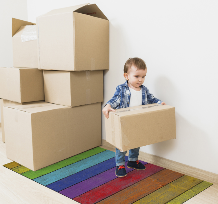 무지개 비닐 카펫-나무 줄무늬 - TenStickers