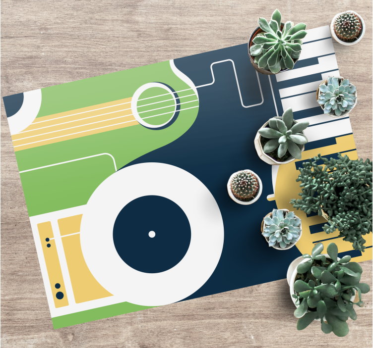 직사각형 비닐 카펫 악기 모티프 - TenStickers