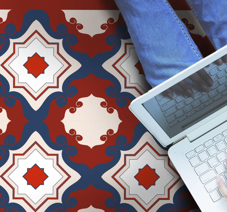 레드 빈티지 타일 모자이크 바닥 타일 - TenStickers