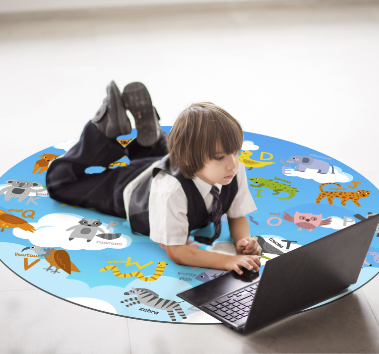 둥근 영어 비닐 알파벳 양탄자 - TenStickers