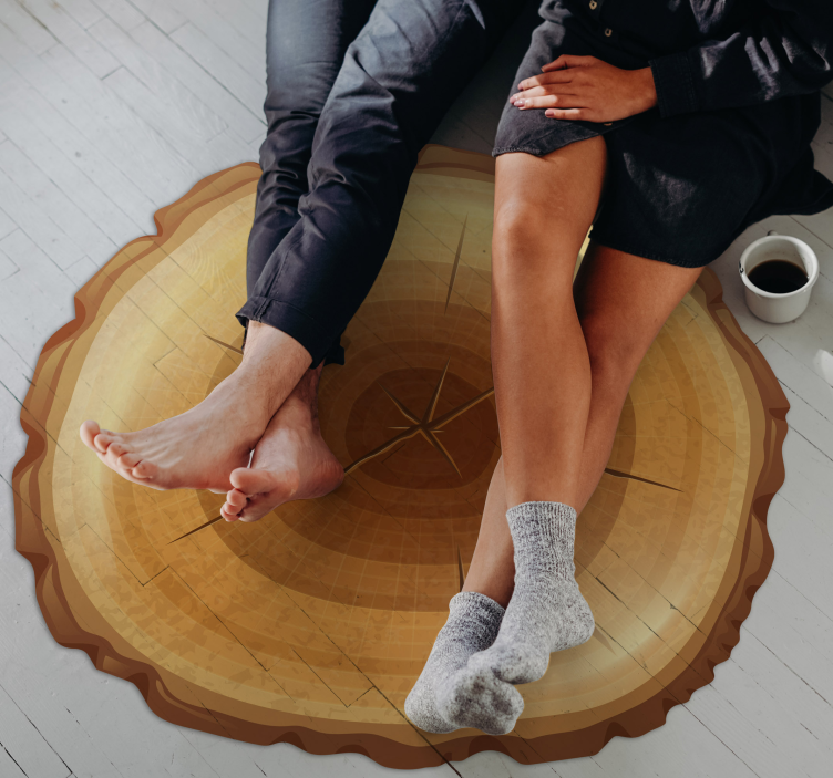 둥근 나무 비닐 카펫 - TenStickers