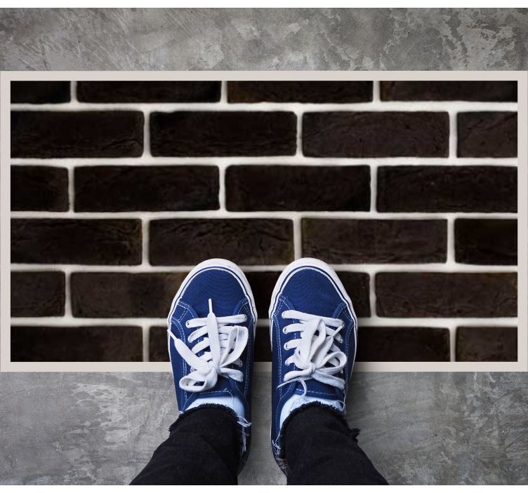 흰색 윤곽선이있는 단색 검정 타일 카펫 - TenStickers