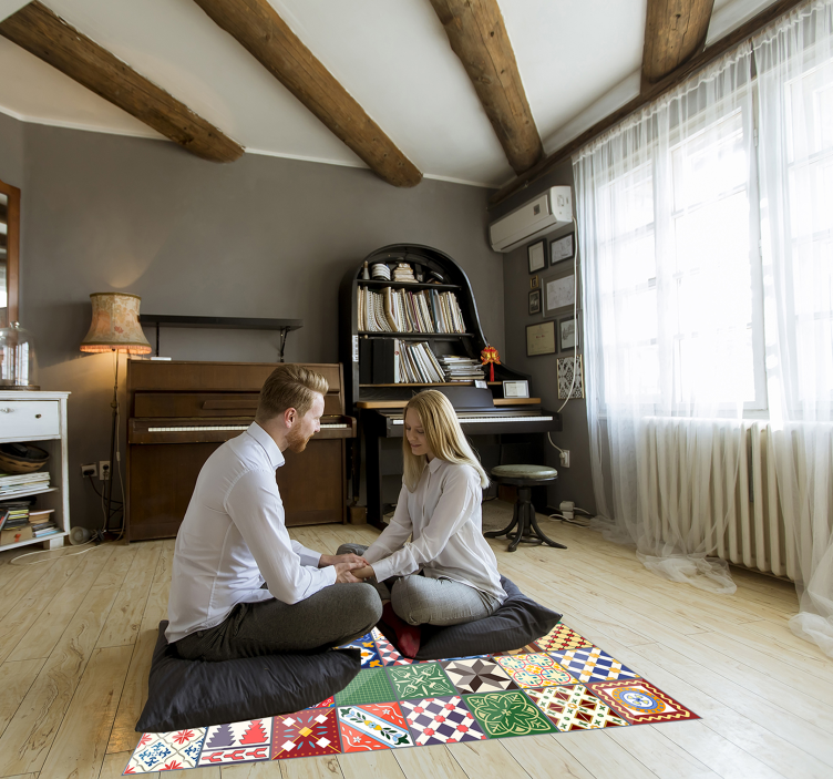 비닐 카펫 타일 효과 화려한 모자이크 타일 효과 - TenStickers