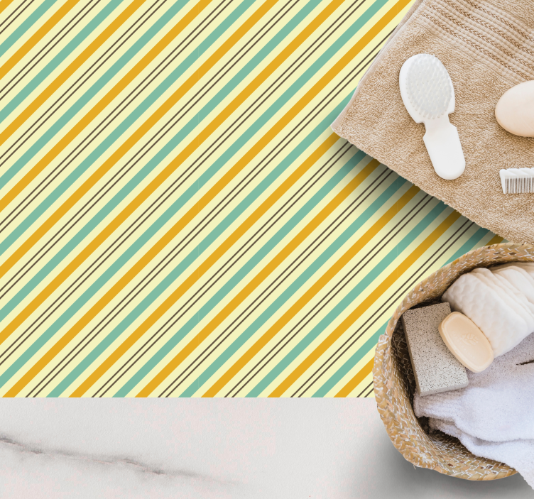 줄무늬 비닐 카펫 대각선 파랑과 노랑 - TenStickers