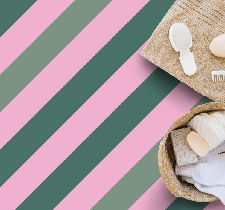 줄무늬 비닐 카펫 회색과 분홍색 스트라이프 - TenStickers