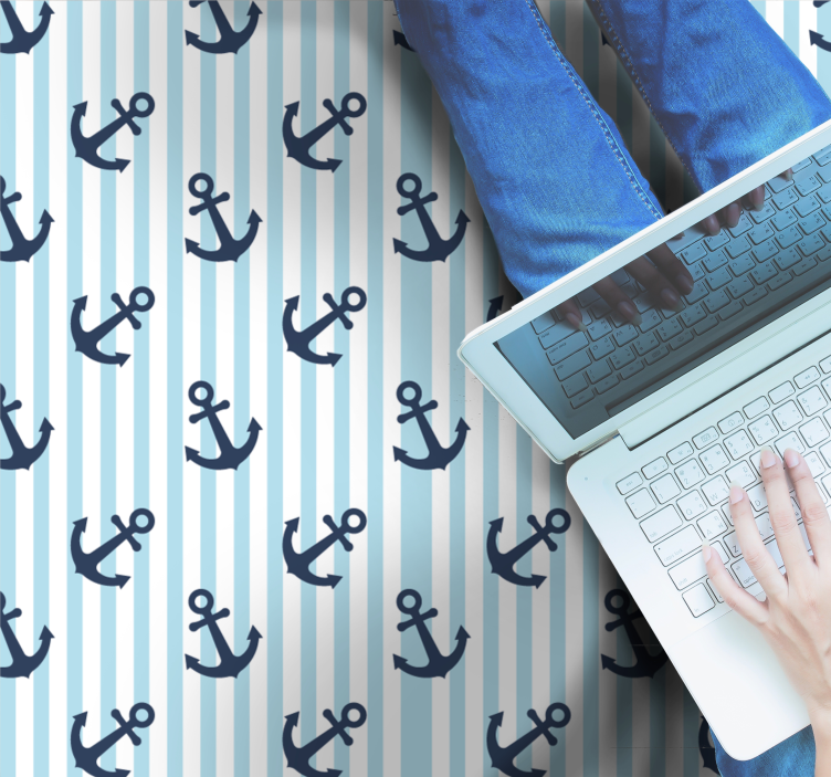 줄무늬 비닐 카펫 해양 앵커 무늬 - TenStickers