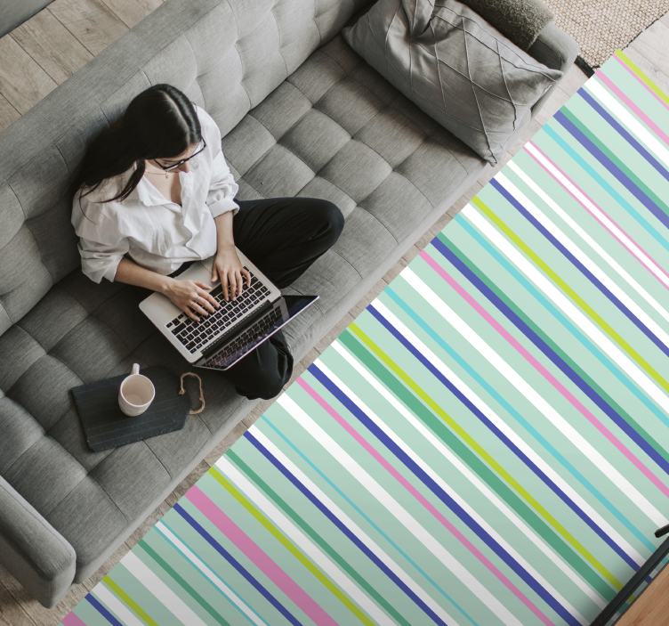 줄무늬 비닐 카펫 다채로운 우아한 패턴 - TenStickers