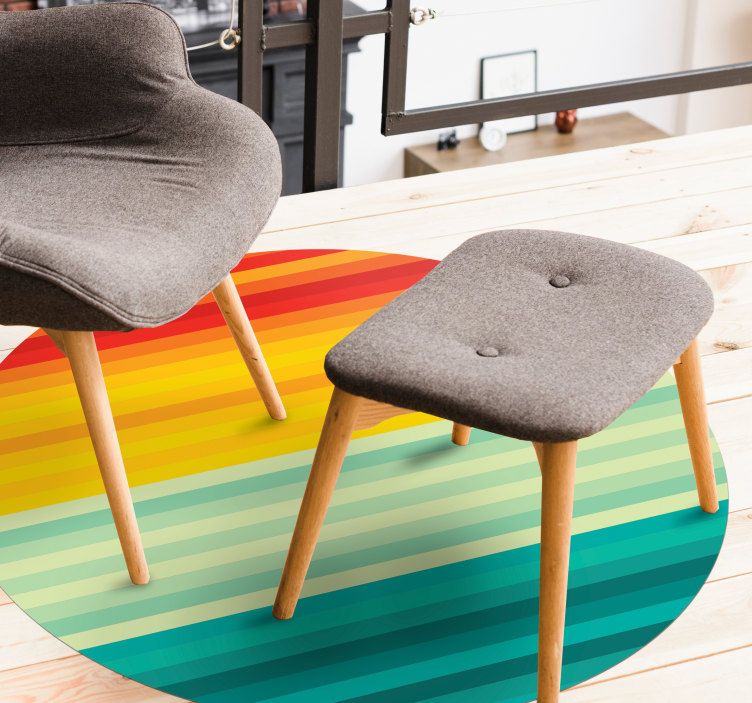 줄무늬 비닐 카펫 무지개 줄무늬 원 - TenStickers