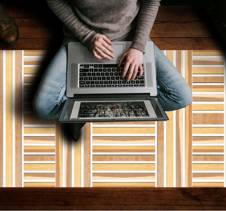 줄무늬 비닐 카펫 스타일리시 우드 - TenStickers