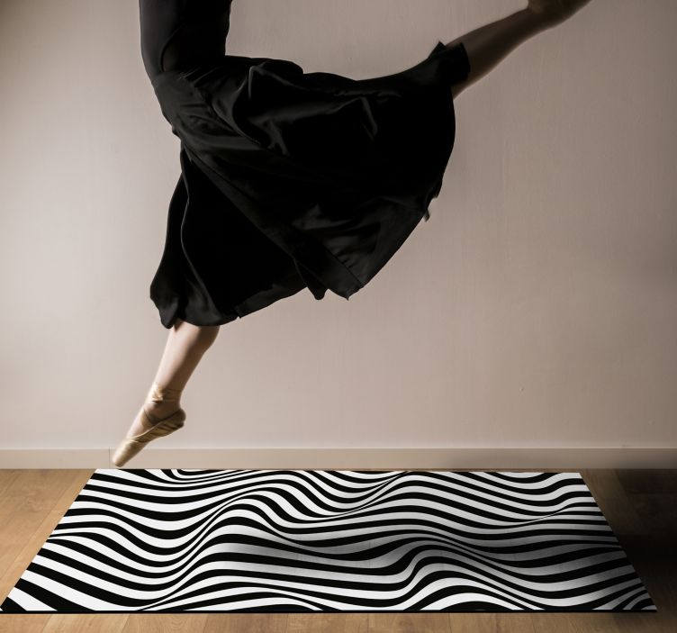 줄무늬 비닐 카펫 물결 모양 대비 패턴 - TenStickers