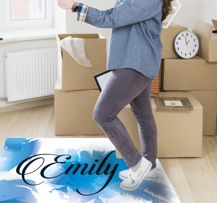 열대 효과 비닐 카펫 이름이 담긴 푸른 물결 - TenStickers