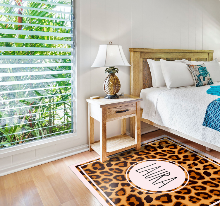 열대 효과 비닐 카펫 이름이 있는 표범 무늬 - TenStickers