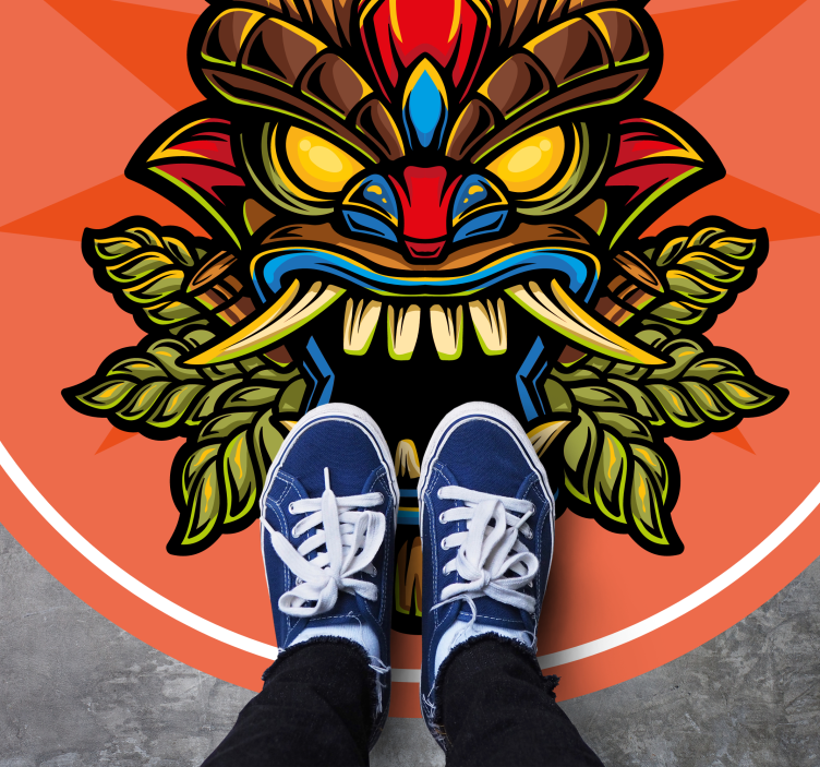 열대 효과 비닐 카펫 티키 마스크 - TenStickers