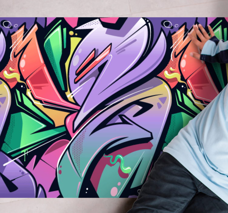 열대 효과 비닐 카펫 생동감 넘치는 그래파이트 흐름 - TenStickers