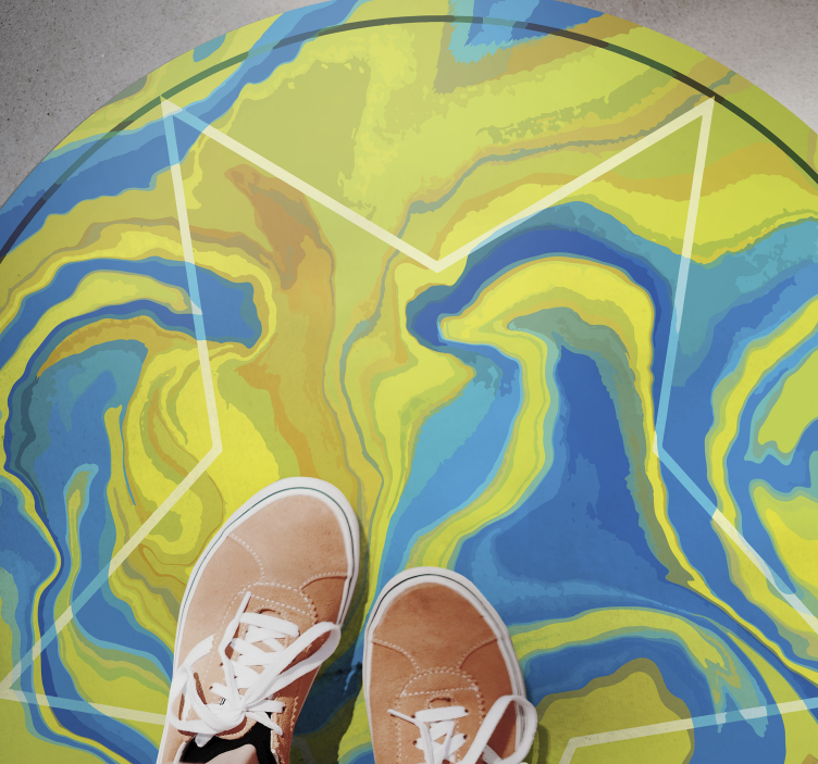 비닐 카펫 기타 텍스처 파란색과 노란색 별 - TenStickers