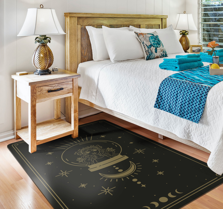 마녀와 달 침실 깔개 - TenStickers