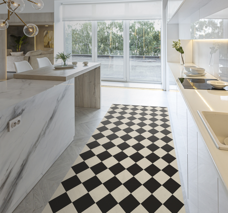 비닐 카펫 타일 효과 클래식 체크 패턴 - TenStickers