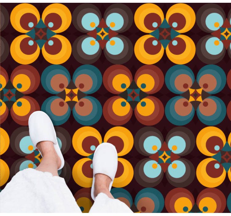 비닐 카펫 타일 효과 다채로운 원형 패턴 - TenStickers