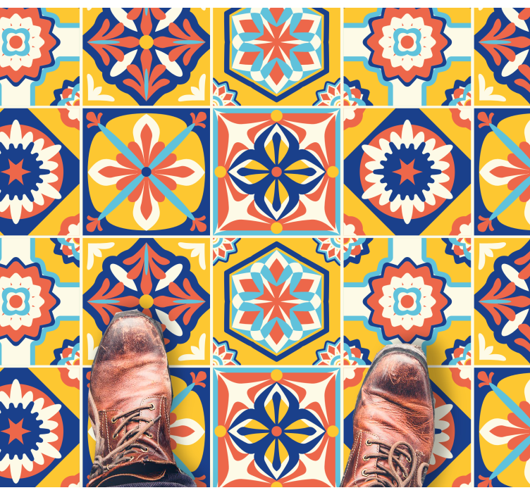 비닐 카펫 타일 효과 다채로운 모자이크 패턴 - TenStickers