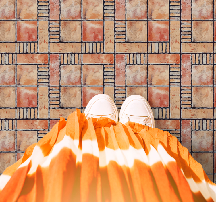 비닐 카펫 타일 효과 교차 격자 무늬 - TenStickers