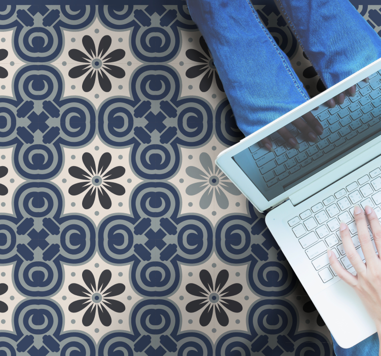 비닐 카펫 타일 효과 우아한 꽃 조화 - TenStickers