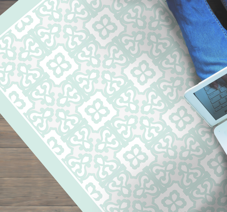 비닐 카펫 타일 효과 우아한 청록색 - TenStickers