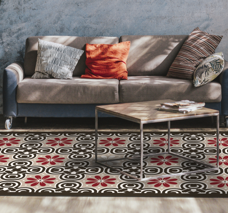 비닐 카펫 타일 효과 꽃무늬 원형 패턴 - TenStickers