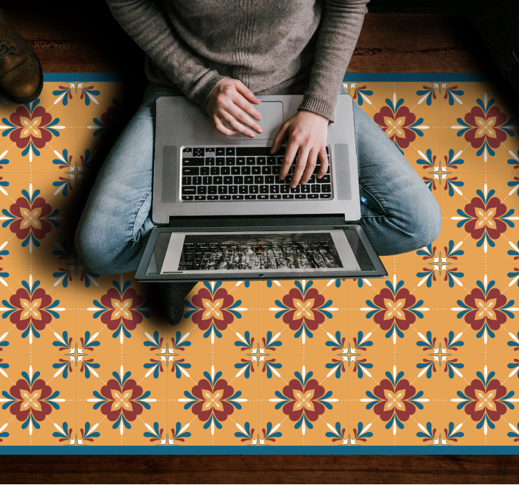 비닐 카펫 타일 효과 꽃 모자이크 조화 - TenStickers