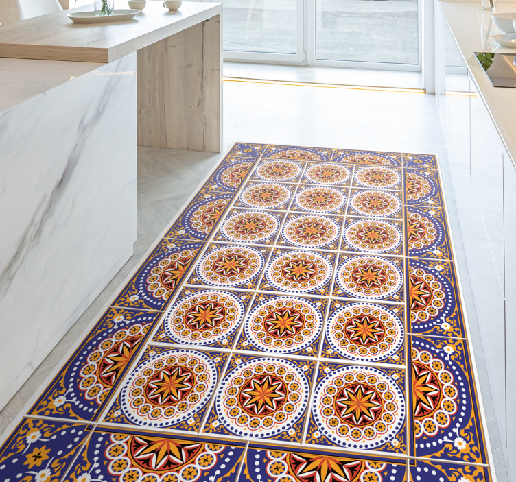 비닐 카펫 타일 효과 만다라 모자이크 패턴 - TenStickers