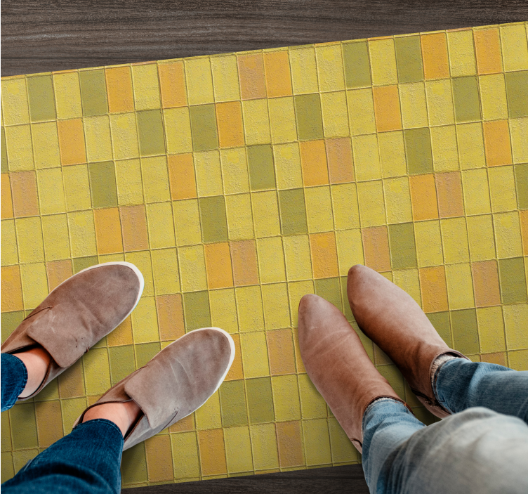 비닐 카펫 타일 효과 노란 모자이크 배열 - TenStickers